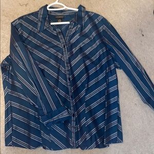 Lane Bryant striped blue-green dress shirt